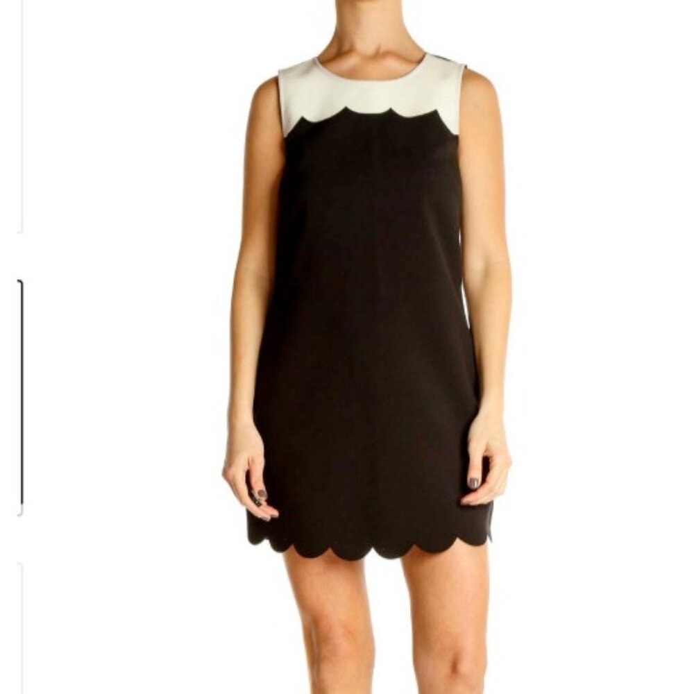 J Crew Dress 10 Black Cream Sleeveless Stretch Career Church Washable